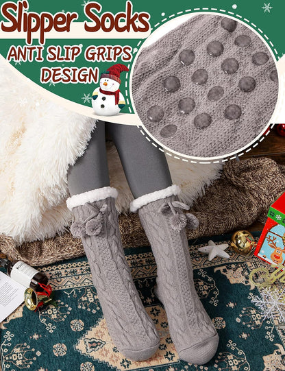 Slipper Fuzzy Socks for Women Fluffy Cozy Cabin Winter Warm Soft Fleece Comfy Thick Socks with Grips